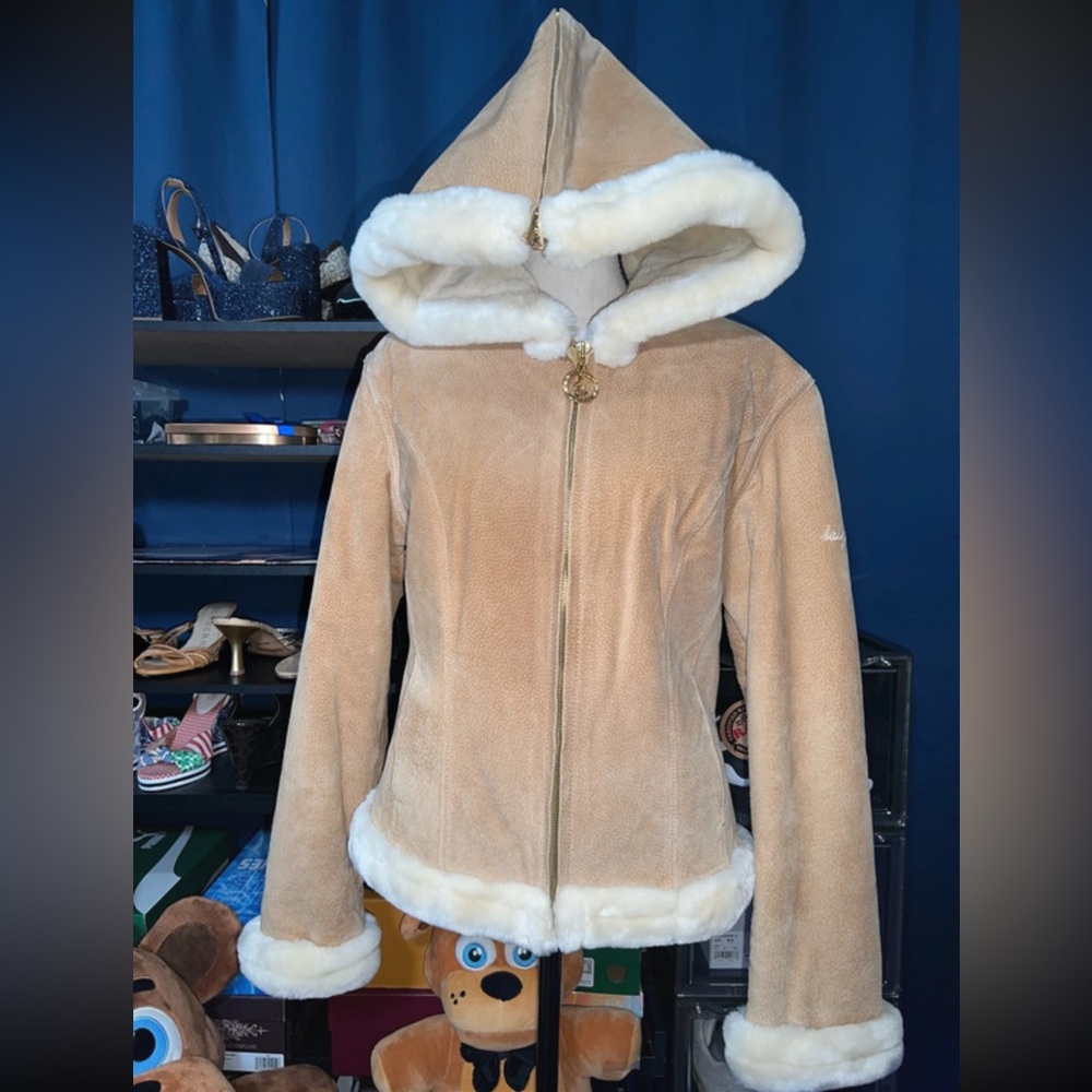 Vintage Y2K Baby phat beige suede faux fur coat